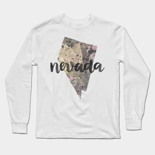 nevada - calligraphy and abstract state outline Long Sleeve T-Shirt